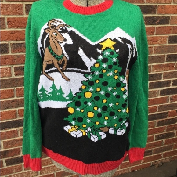 Ugly Christmas Sweater Reindeer Tree Size Medium - Picture 1 of 5